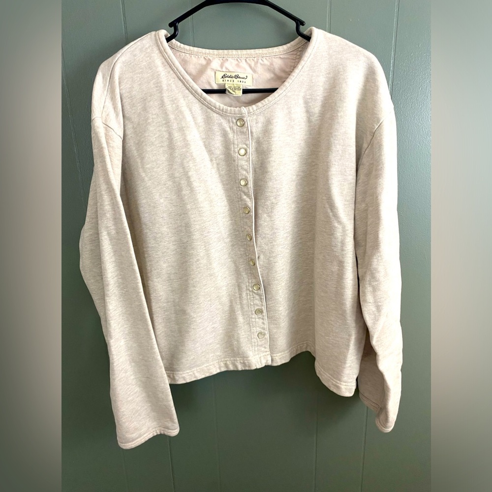 Eddie Bauer Gray Snap Button Down Cardigan - XL